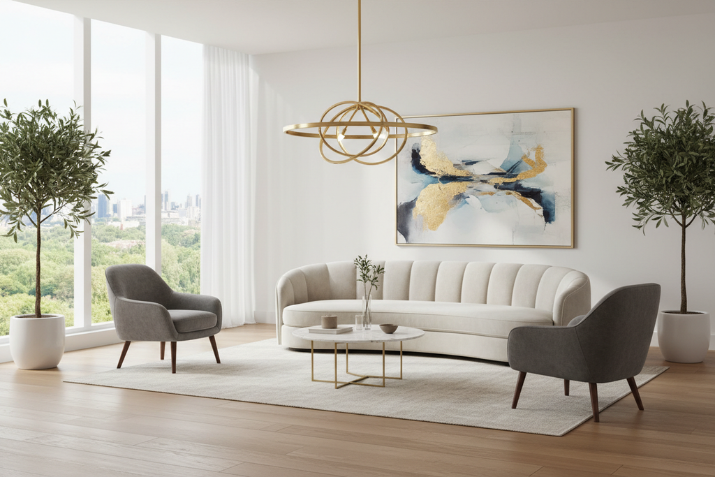 Luminaire en laiton dans un salon