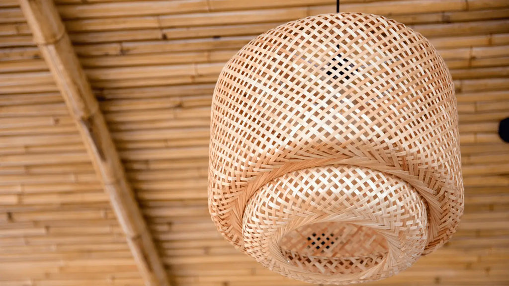 suspension luminaire osier rotin bambou