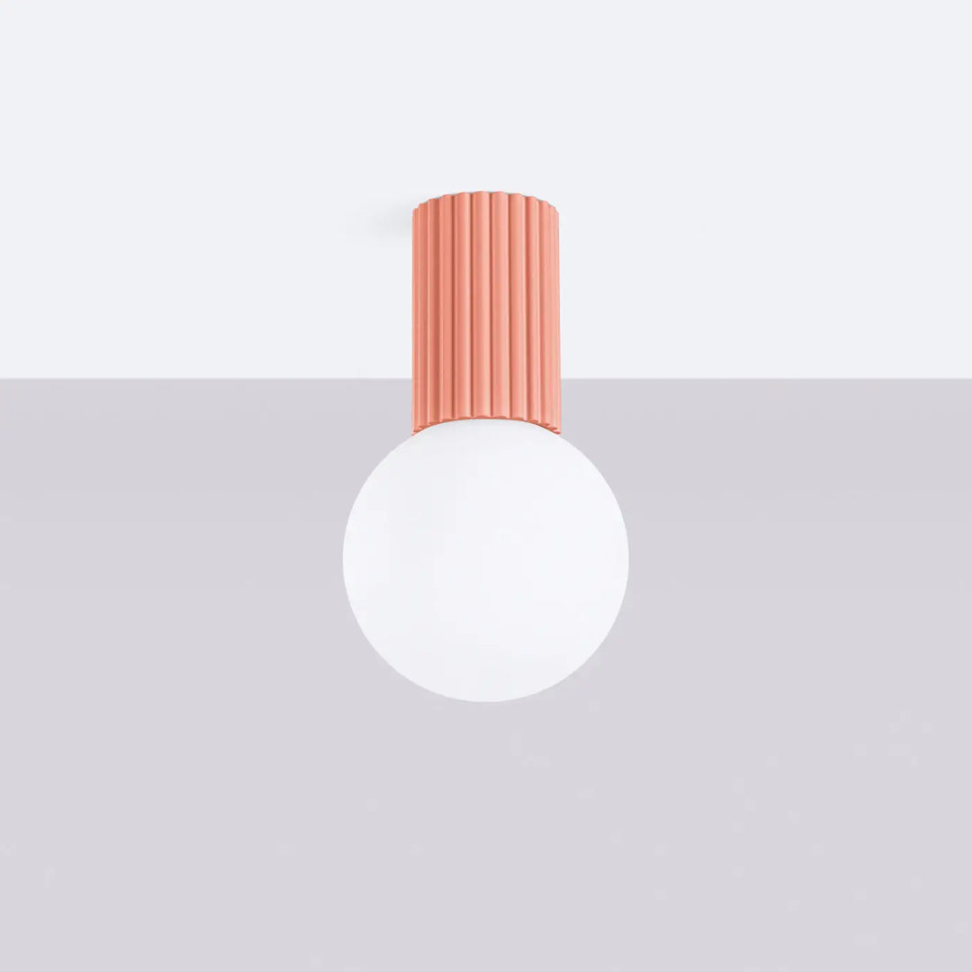 Plafonnier lampe halo coral en métal cannelé avec sphère laiteuse en verre pour bureau décorative