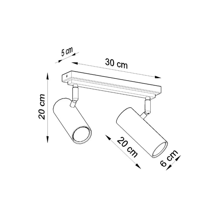 Luminaire plafonnier direzione 2 blanc avec éclairage élégant à deux têtes cylindre pour plafond minimaliste