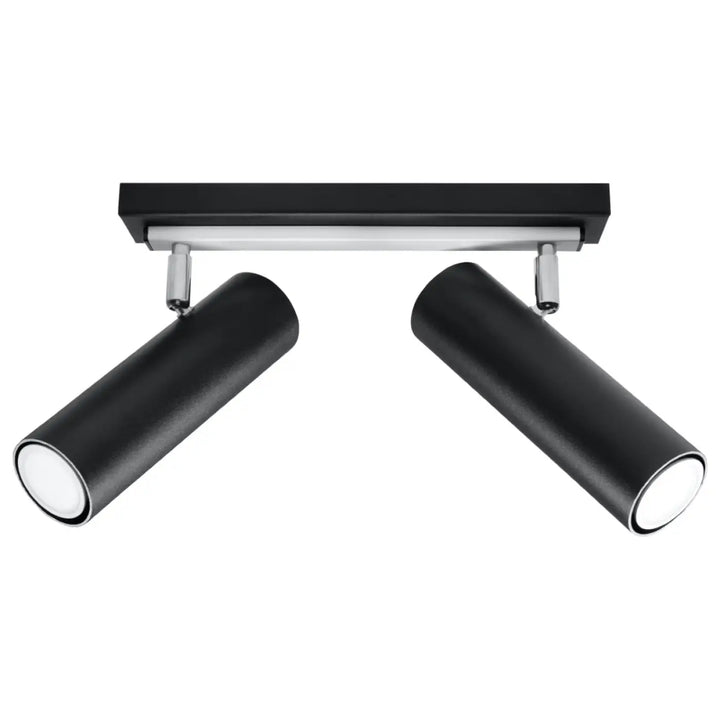 Luminaire plafonnier direzione 2 noir avec éclairage élégant à têtes ajustables pour plafond minimaliste