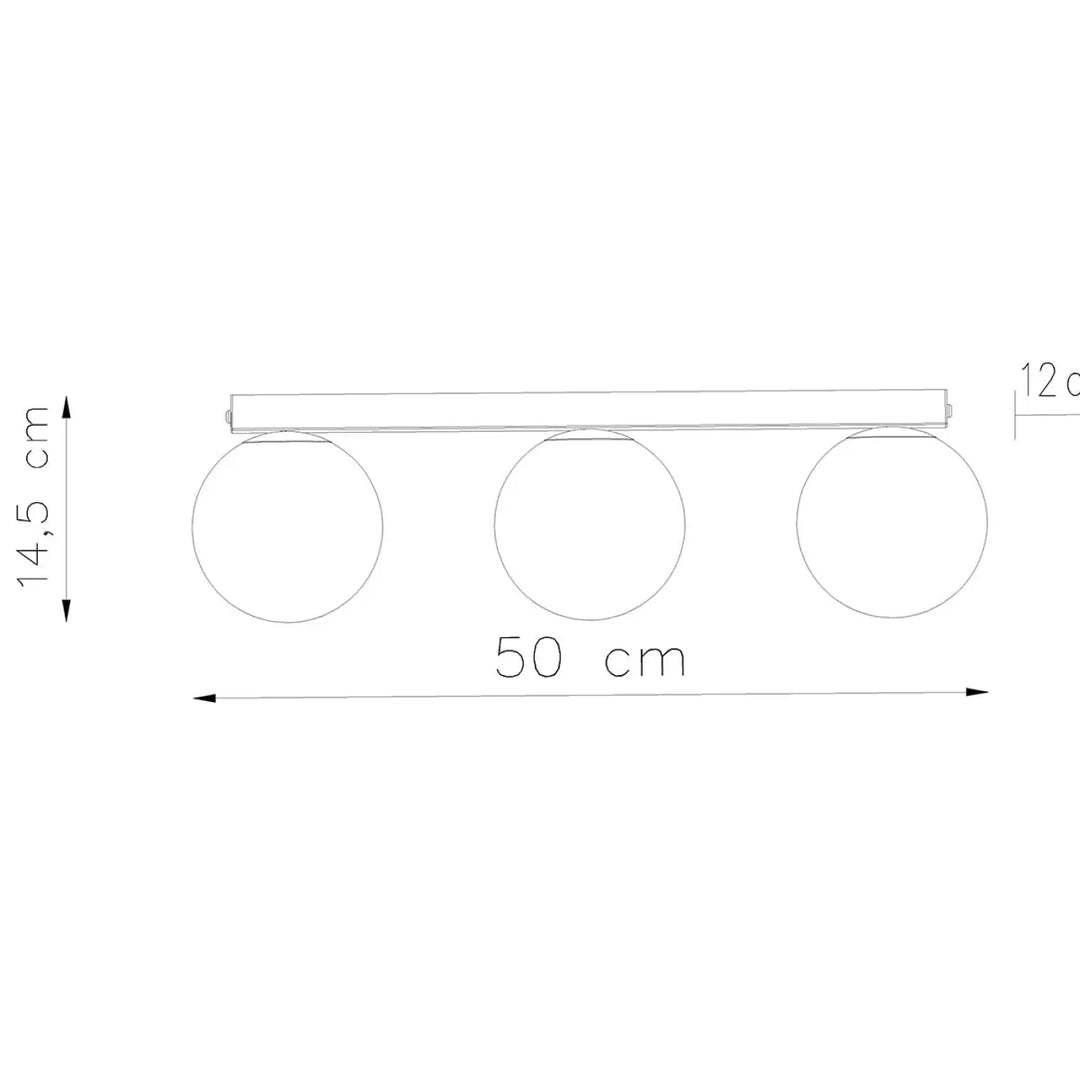 Luminaire plafonnier yoli 3 noir avec trois ampoules circulaires sur barre rectangulaire minimaliste classe à part