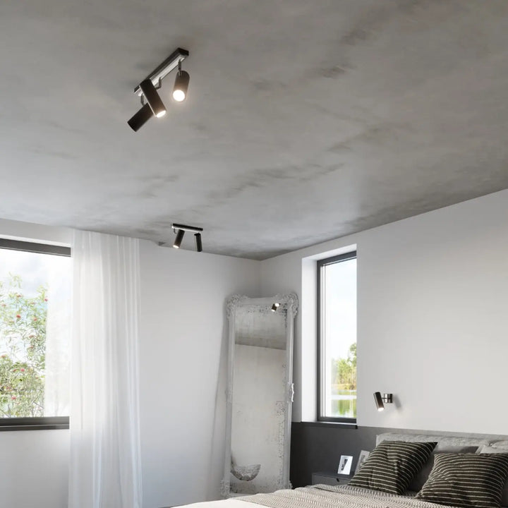 Luminaire plafonnier direzione 3 noir avec éclairage élégant à spots ajustables pour plafond minimaliste texturé