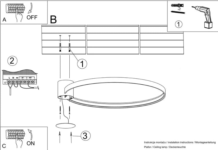 Luminaire plafonnier rio 78 4000k noir avec modules led intégrés et design unique offrant efficacité lumineuse élevée