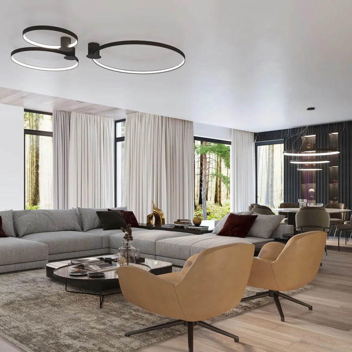 Luminaire plafonnier rio 78 4000k noir avec modules led et design unique offrant une efficacité lumineuse élevée