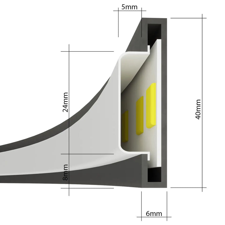 Luminaire plafonnier rio 78 4000k noir avec modules led gris et blanc et efficacité lumineuse élevée grâce à trois leds jaunes intégrées