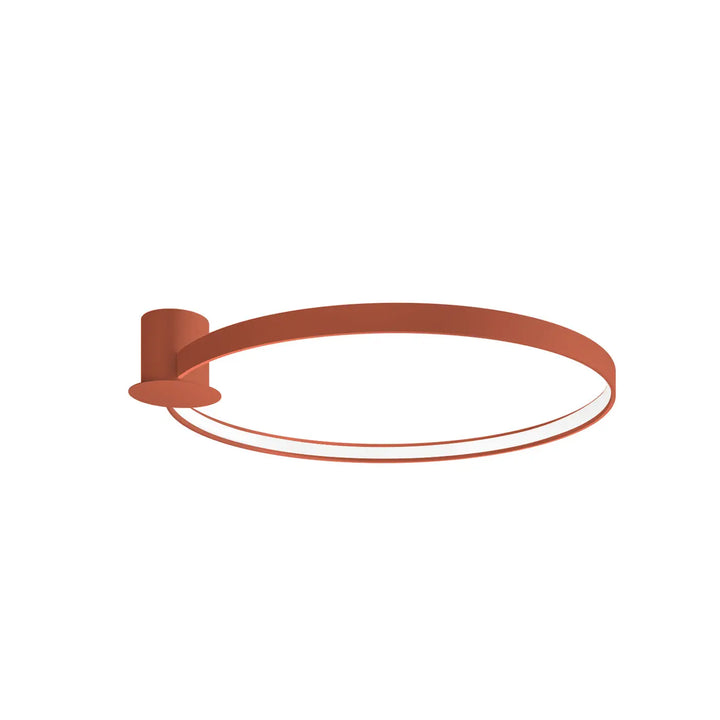 Luminaire plafonnier collection rio design moderne cuivre avec diffuseur en verre dépoli rouge ocre 4000k