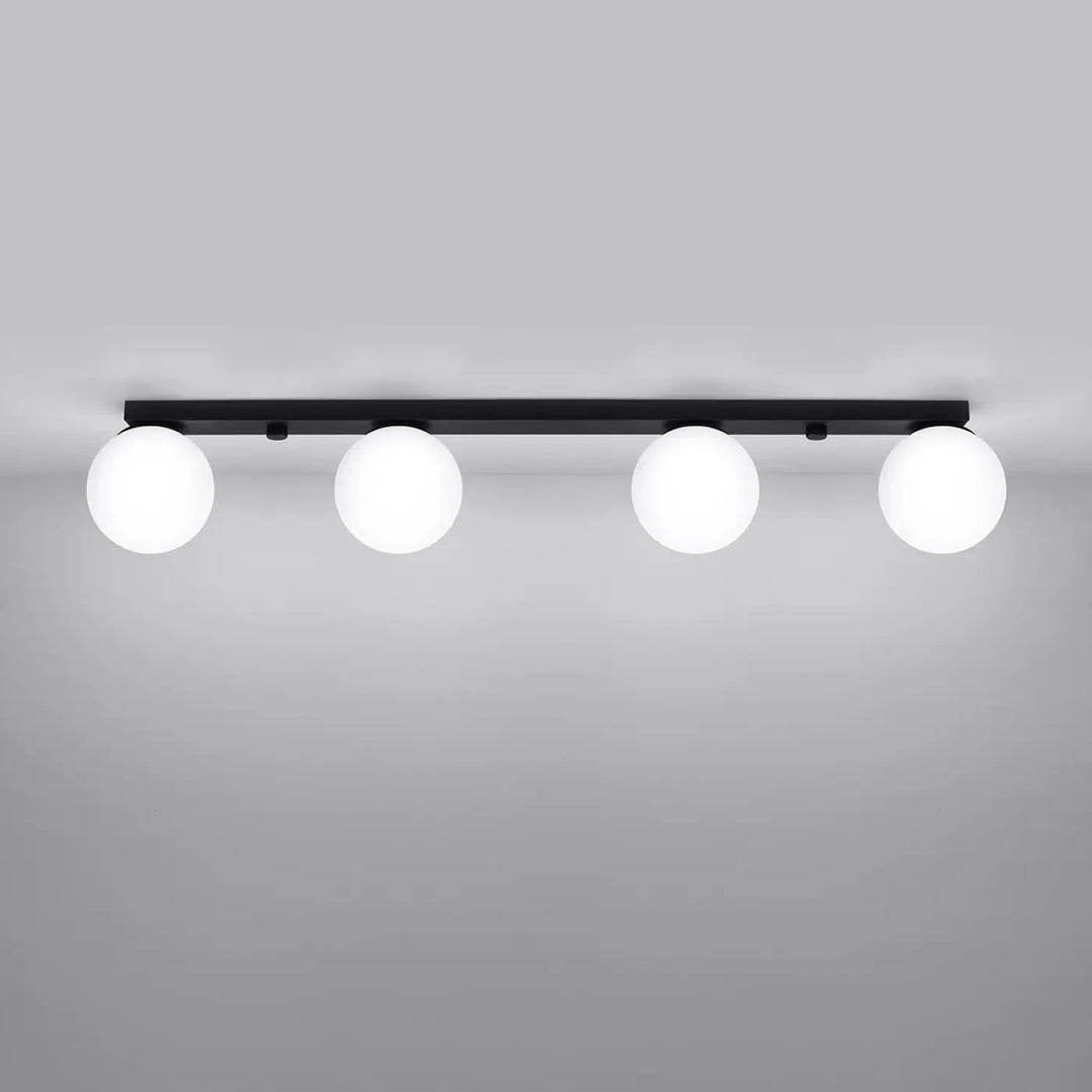 Luminaire plafonnier plafon yoli classe à part noir avec quatre globes en verre blanc moderne pour éclairage intérieur
