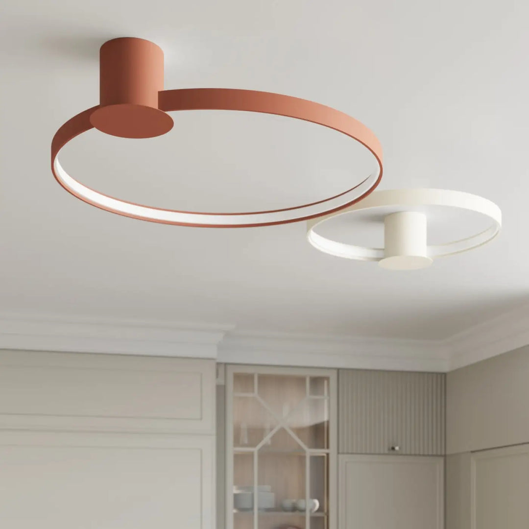 Luminaire plafonnier rio 110 beige avec cadre circulaire en aluminium allient élégance et anneaux led intégrés moderne