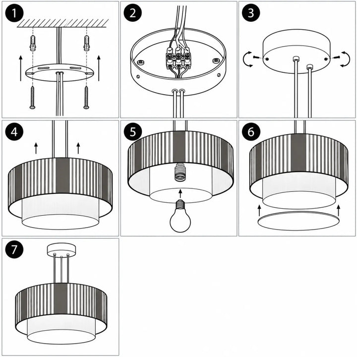 Luminaire plafonnier beige triniti elegant avec abat-jour cylindrique rayé gris foncé et blanc design doré moderne apparence élégante