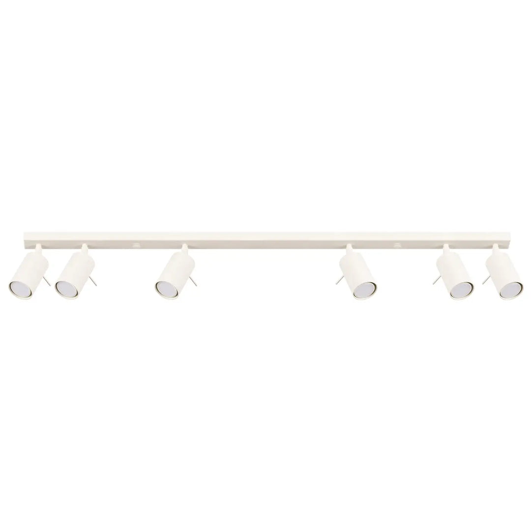 Lampe ring plafonnier beige avec six spots ajustables pour un éclairage flexible et un minimalisme moderne