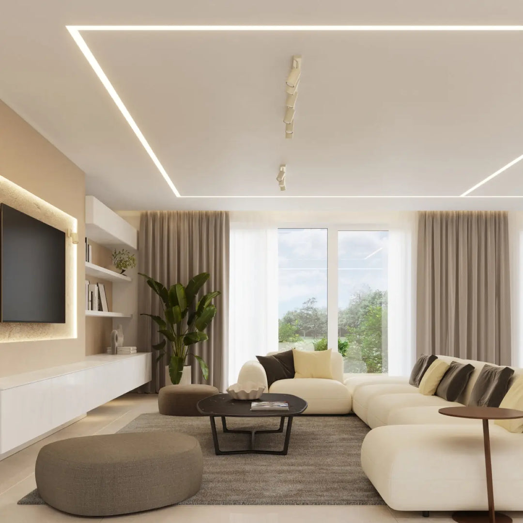 Luminaire plafonnier ring 6l beige lampe ring avec design minimalisme moderne et éclairage flexible pour intérieur contemporain