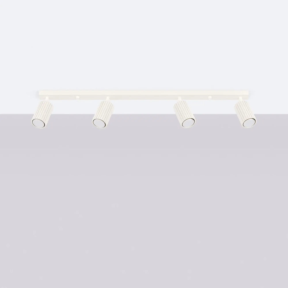 Plafonnier karbon 4l beige avec quatre ampoules gu10 interchangeables design minimaliste et spots réglables