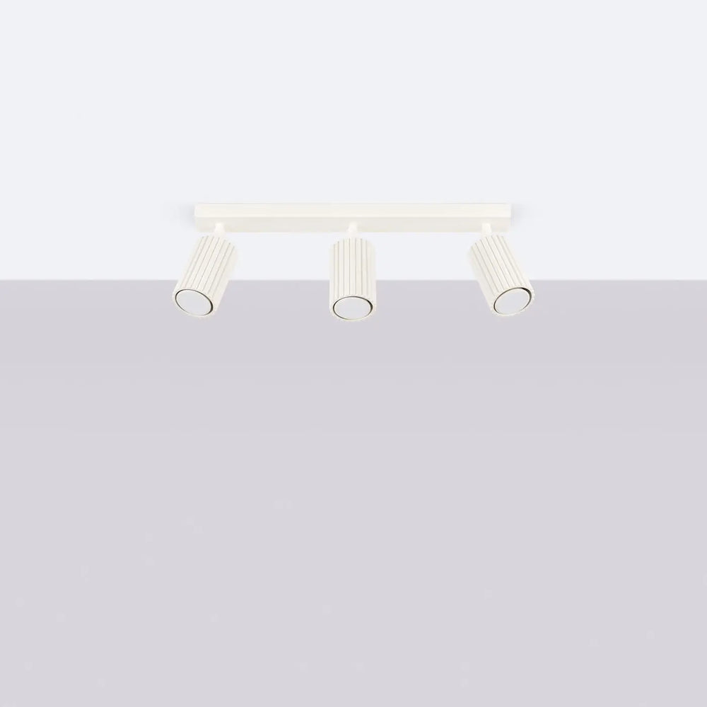 Luminaire plafonnier karbon 3l beige avec design minimaliste et ampoules gu10 interchangeables blanc et cylindriques