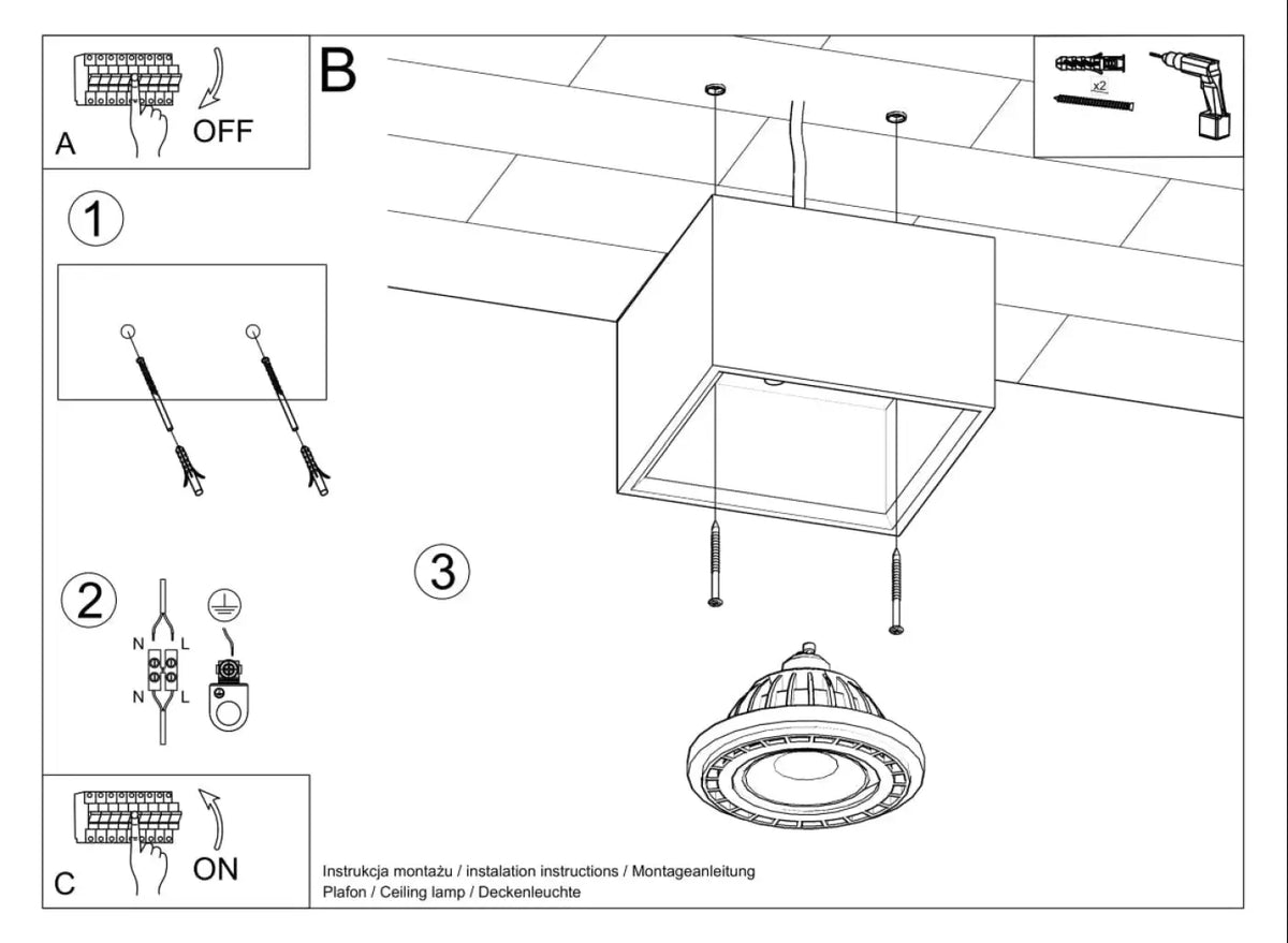 Schéma d'installation du luminaire