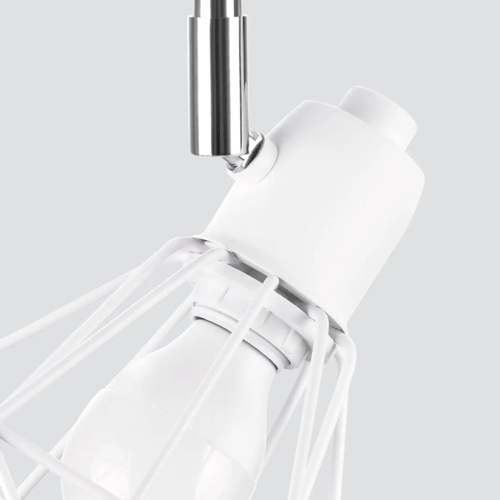 Luminaire plafonnier série artemis 2 blanc avec bras chromé et cage en fil pour créer une atmosphère intime