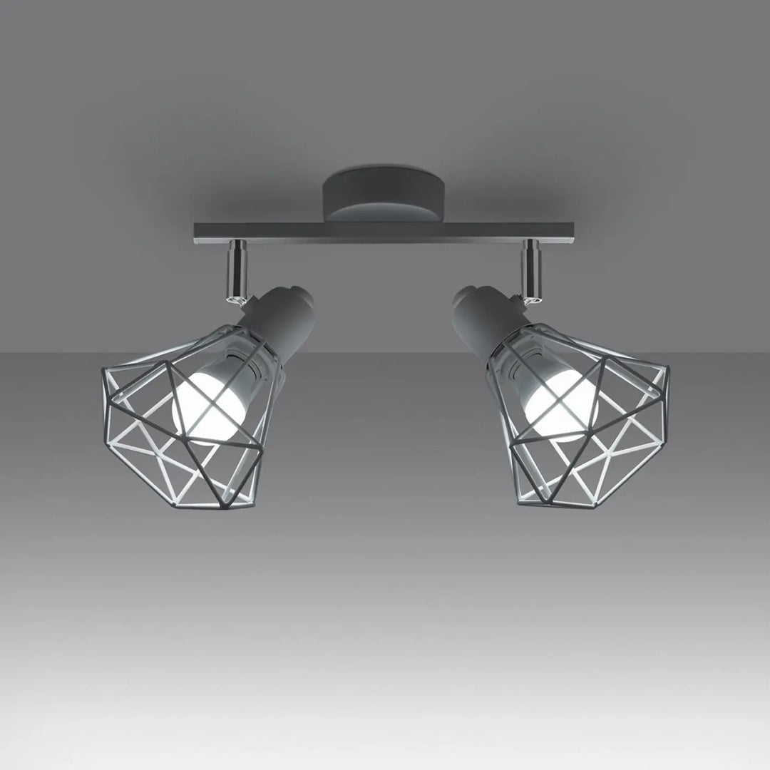 Luminaire plafonnier série artemis 2 blanc avec double têtes en chrome et noir créant une atmosphère intime