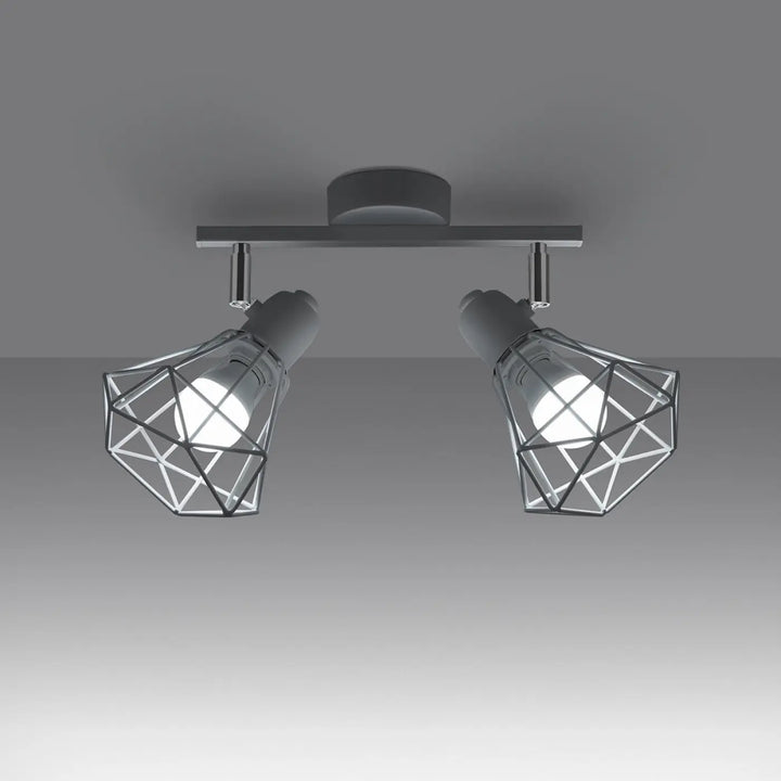 Luminaire plafonnier série artemis 2 blanc avec double têtes en chrome et noir créant une atmosphère intime