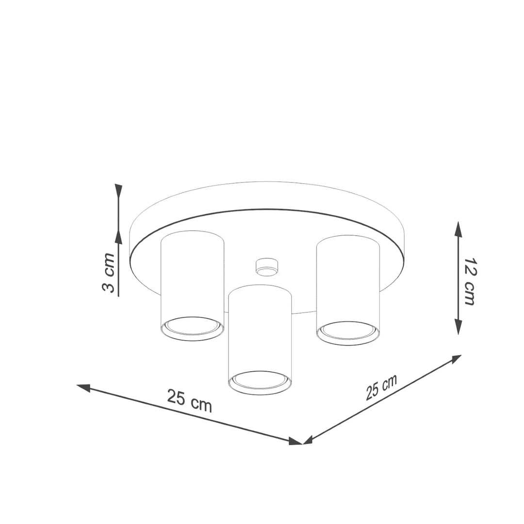 Plafonnier lagos blanc avec trois ampoules cylindriques en triangle pour un caractère chic et lumineux