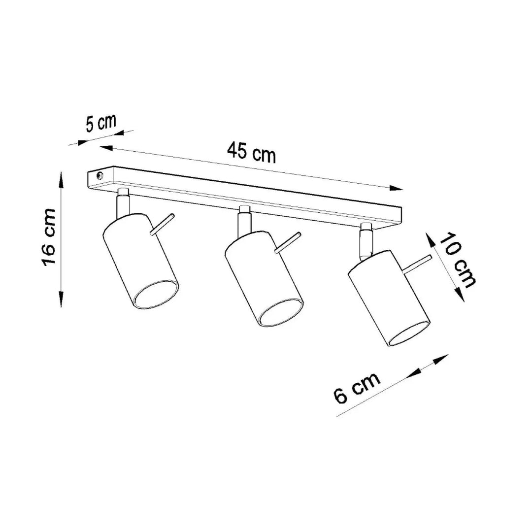 Luminaire plafonnier ring 3 blanc avec trois spots cylindriques en finition métallique que vous pouvez installer facilement