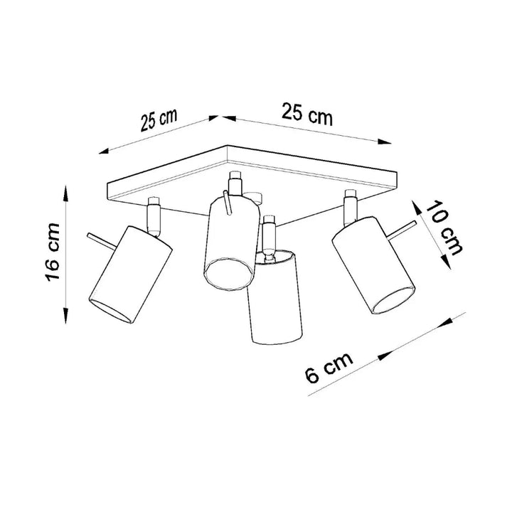 Luminaire plafonnier ring 4 blanc avec quatre bras réglables pour une demi-obscurité chaleureuse moderne