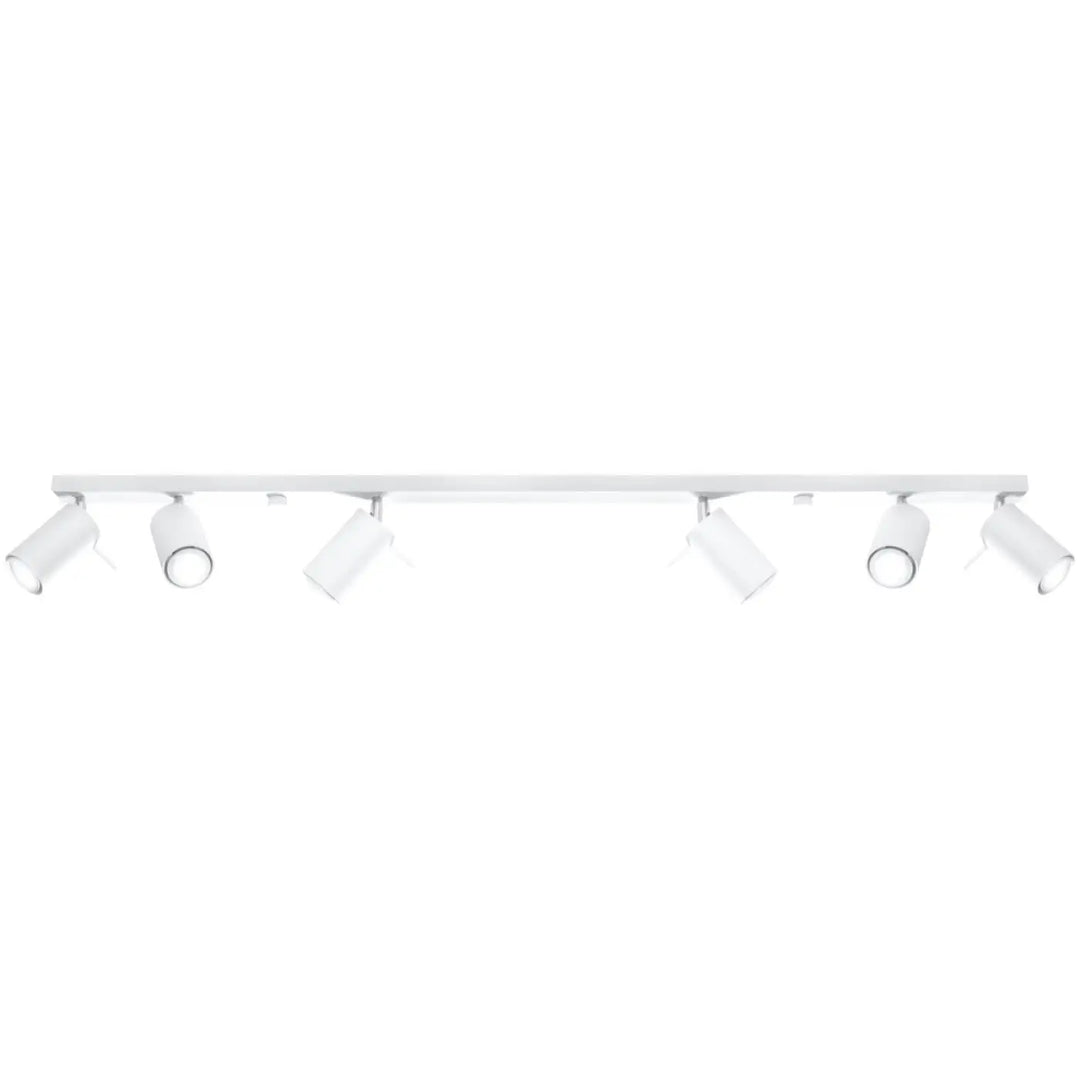 Plafonnier suspendu blanc avec six bras réglables pour une atmosphère intérieure moderne et personnalisable