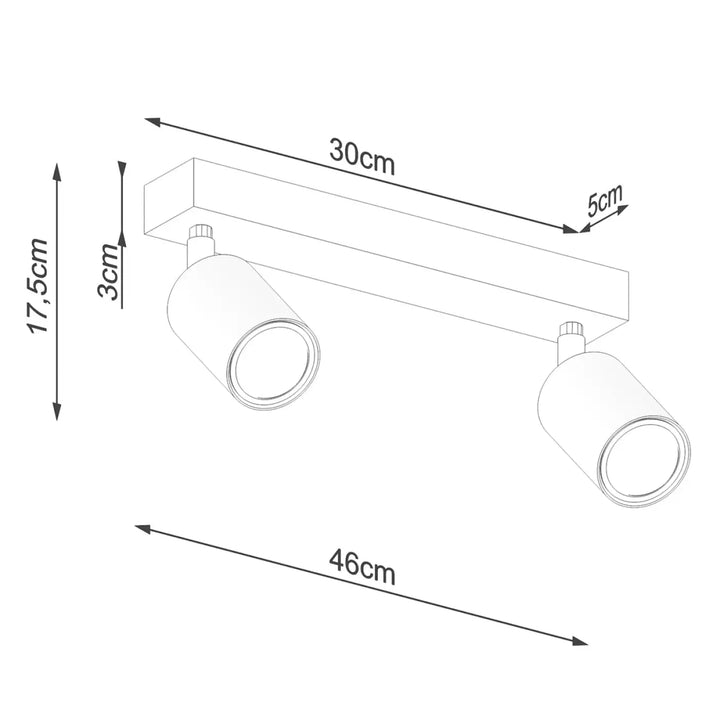 Plafonnier verdo 2 blanc avec deux spots réglables design moderne pour un éclairage intérieur contemporain