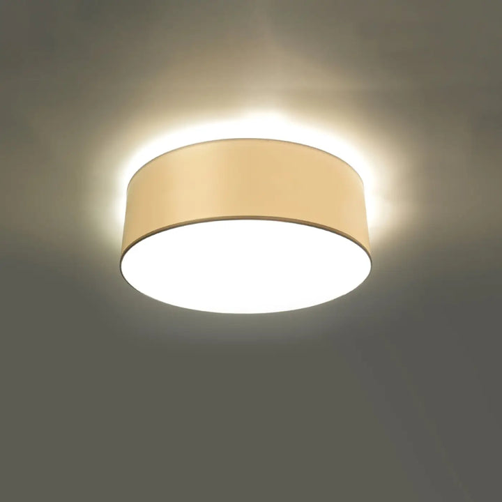 Luminaire plafonnier arena blanc beige cylindrique avec éclairage polyvalent diffus et forme riche plafonnier rond