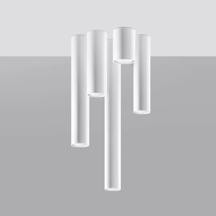 Plafonnier lagos blanc avec luminaires cylindriques modernes en blanc offrant élégance moderne et lumière fonctionnelle