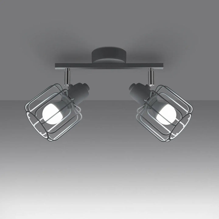 Luminaire plafonnier beluci 2 blanc style loft avec double spot et gardes en chrome collection beluci appliques murales