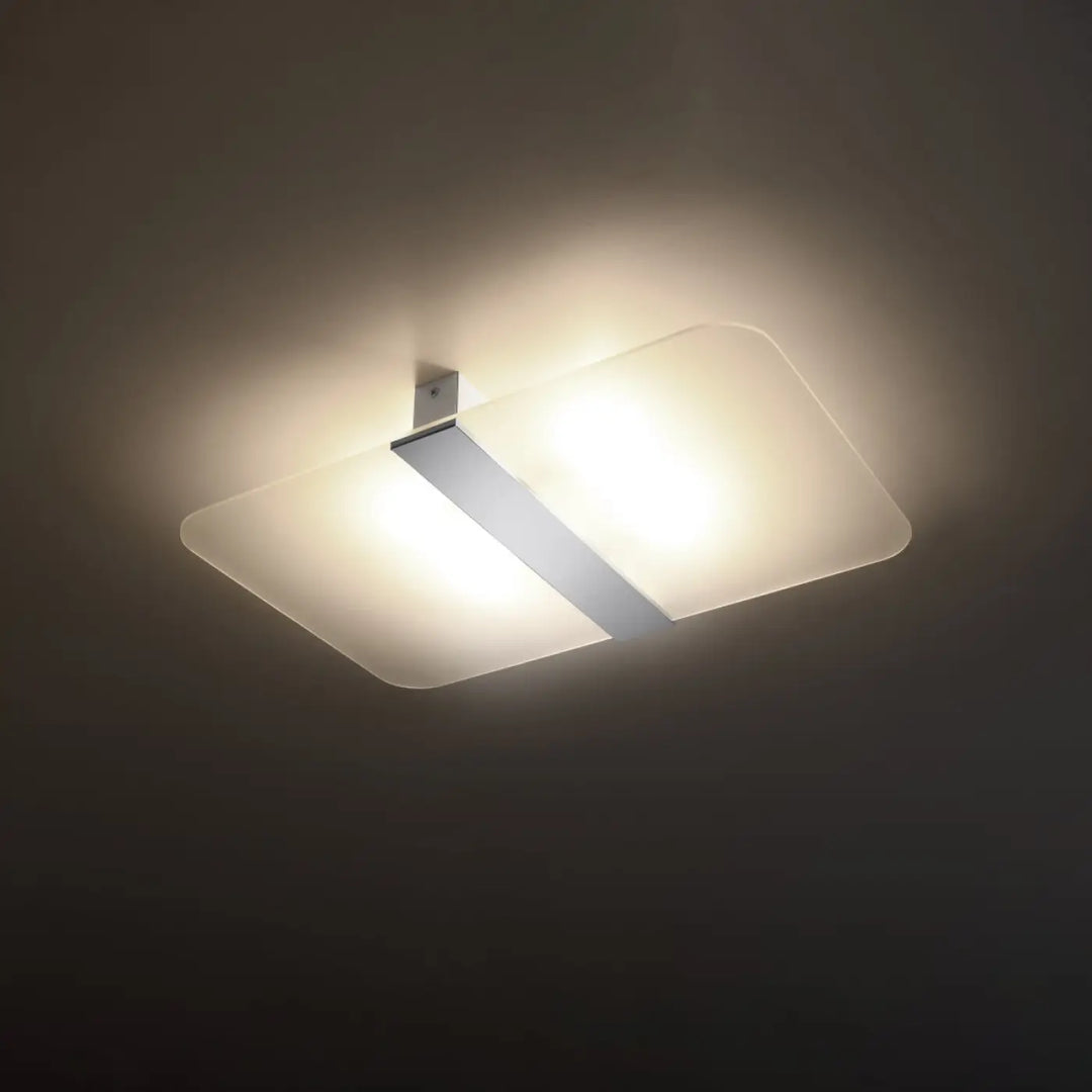 Luminaire plafonnier azalia avec cadre métallique moderne et verre blanc met pour chambre à coucher fonctionnelle