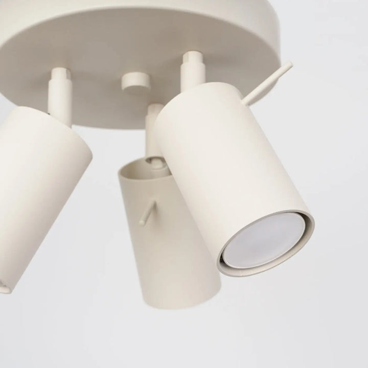 Luminaire plafonnier ring 3p beige avec lampe ring à éclairage flexible et design minimalisme moderne cylindrique blanc