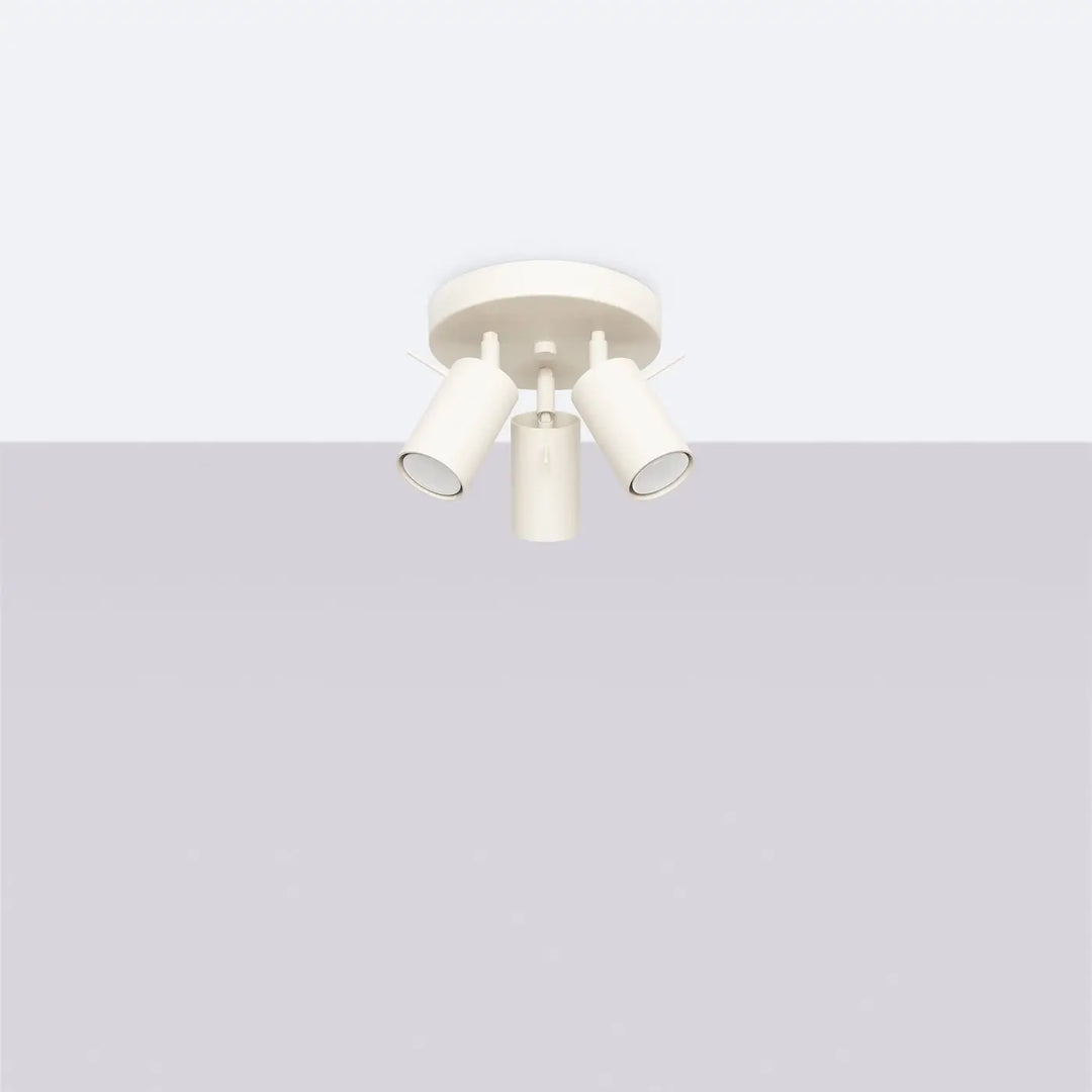 Lampe ring plafonnier beige avec trois têtes ajustables pour un éclairage flexible et minimalisme moderne