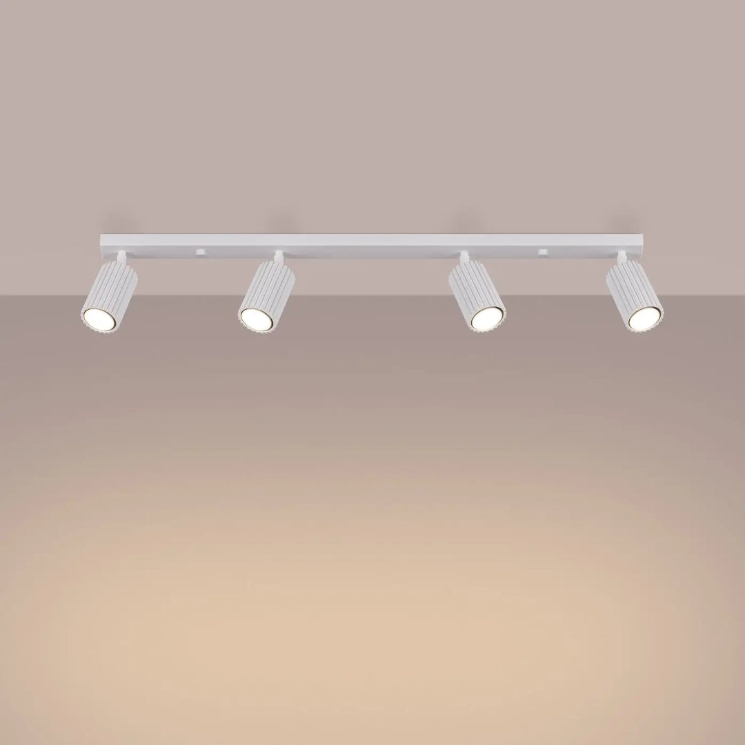 Plafonnier karbon allie blanc avec quatre ampoules gu10 interchangeables et design minimaliste en aluminium