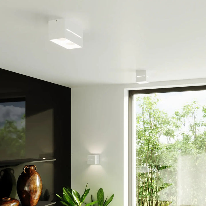 Luminaire plafonnier lobo 2 blanc avec design minimaliste et perforation linéaire pour un spectacle lumineux élégant