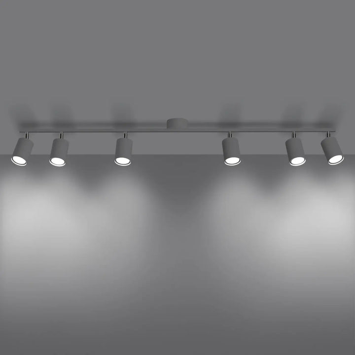 Luminaire plafonnier lemmi 6l blanc avec cinq spots réglables en gris forme minimaliste gamme lampes lemmi