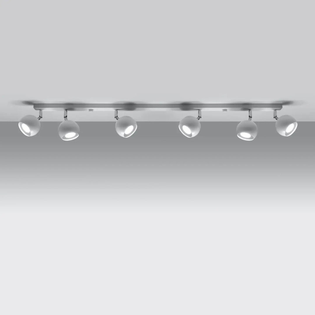 Plafonnier moderne oculare 6l blanc en métal argenté avec six spots ajustables au design original