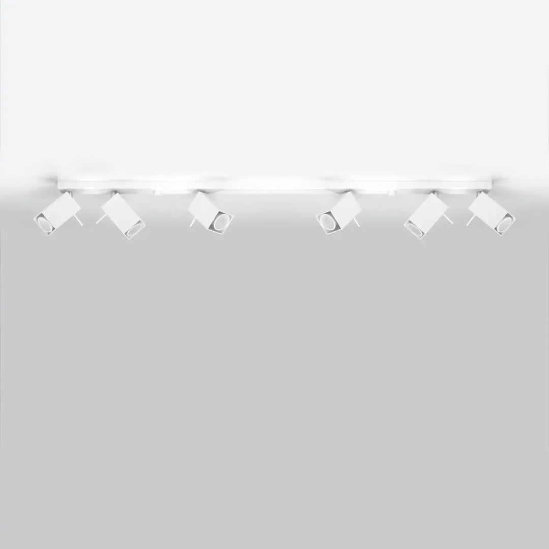 Plafonnier moderne merida 6l blanc avec têtes réglables pour diriger précisément le flux lumineux au plafond