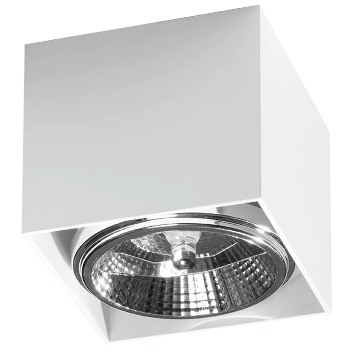 Luminaire plafonnier blake blanc avec forme minimaliste chrome et finition moderne pour un éclairage élégant