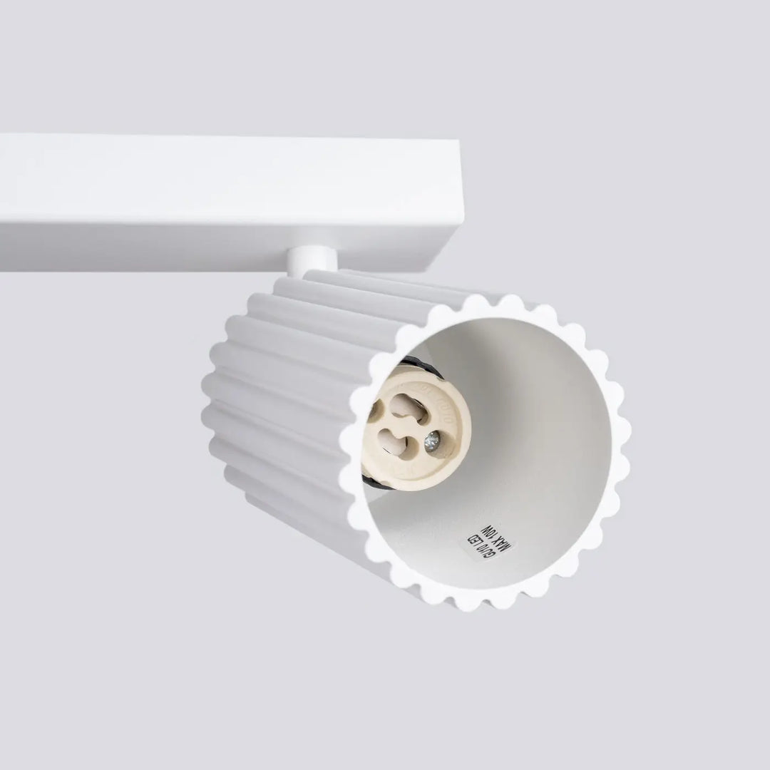 Plafonnier karbon blanc avec abat-jour cylindrique cannelé et douille e27 intégré design minimaliste