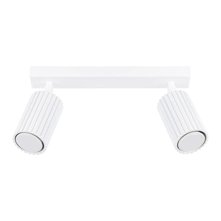Plafonnier karbon 2 blanc avec double tête et ampoules gu10 interchangeables design minimaliste en aluminium fluté