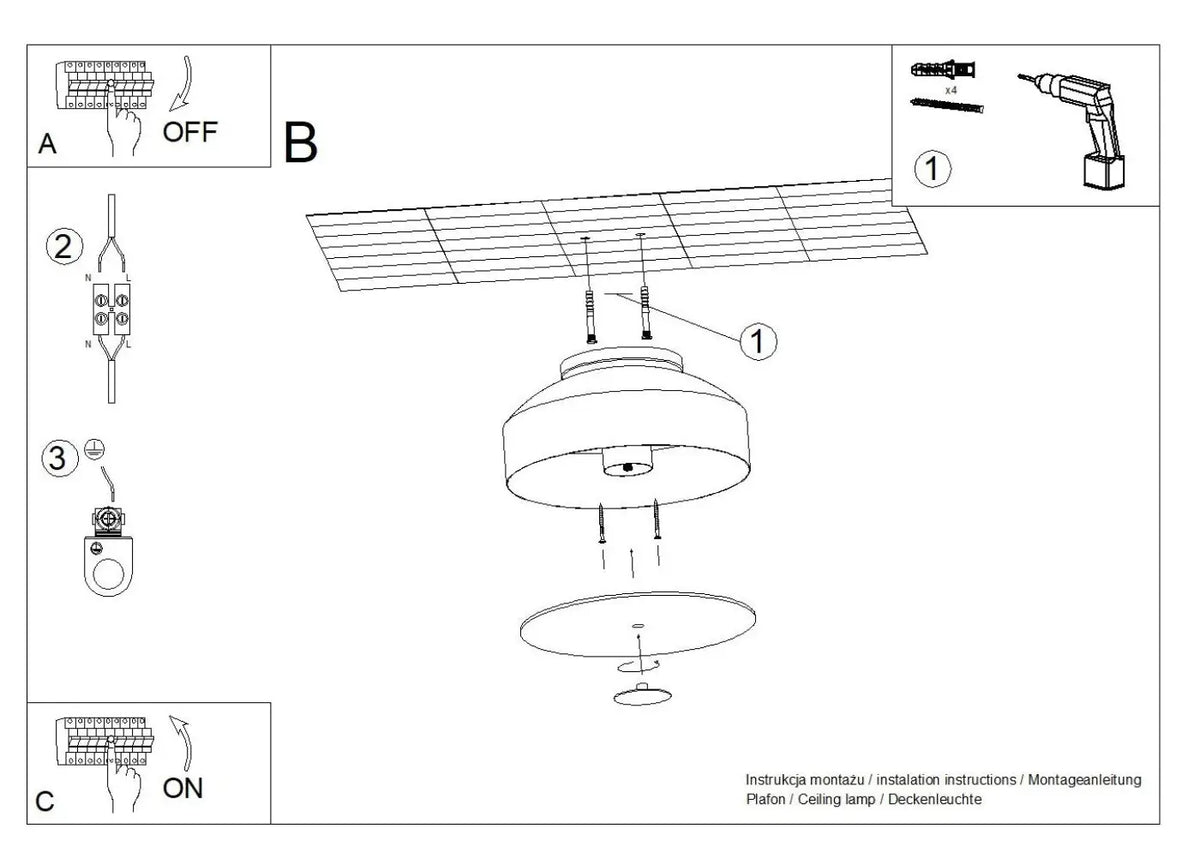 Schéma d'installation du luminaire