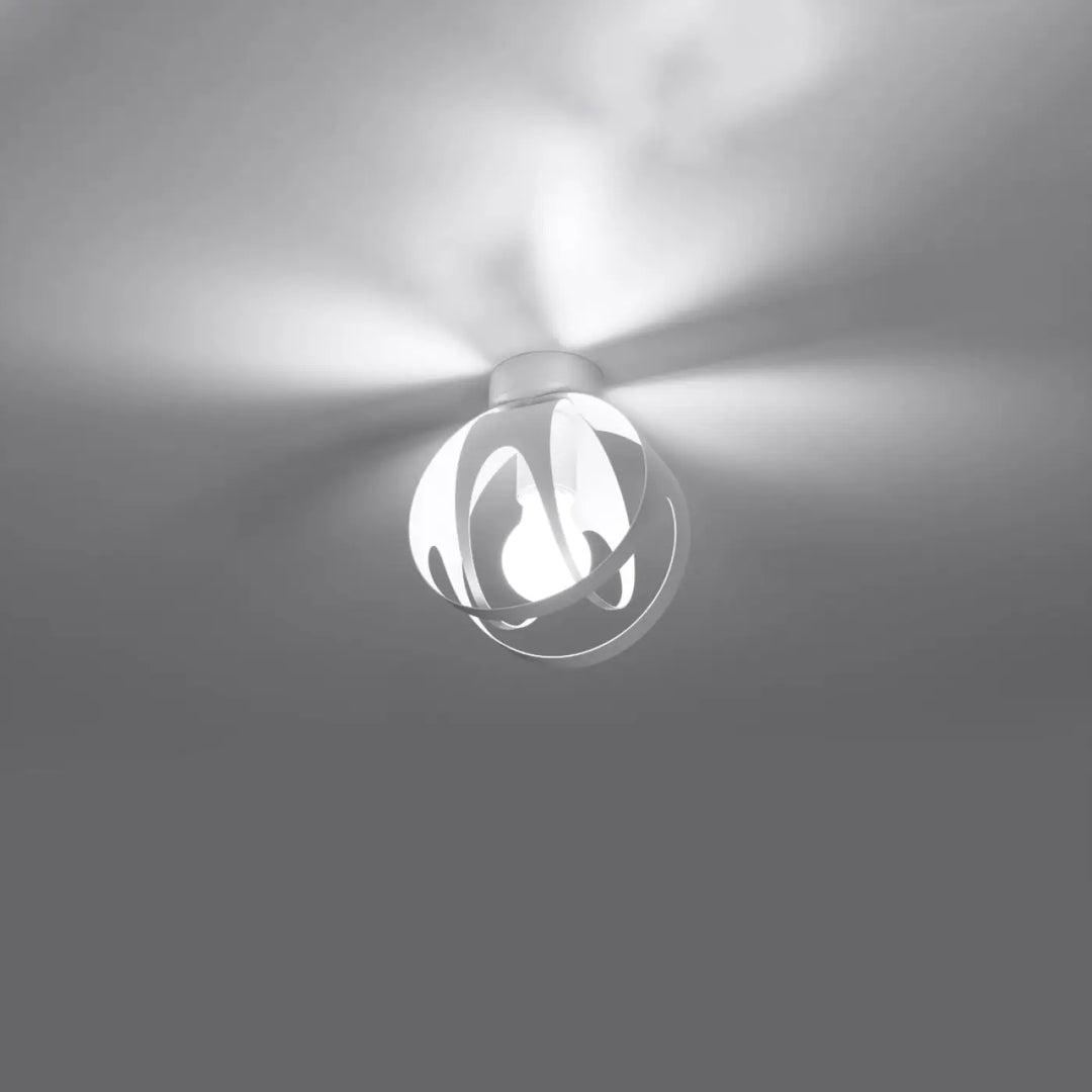 Luminaire plafonnier tulos blanc avec design sculpté et découpes fluides pour lampes tulos et points lumineux suspendus