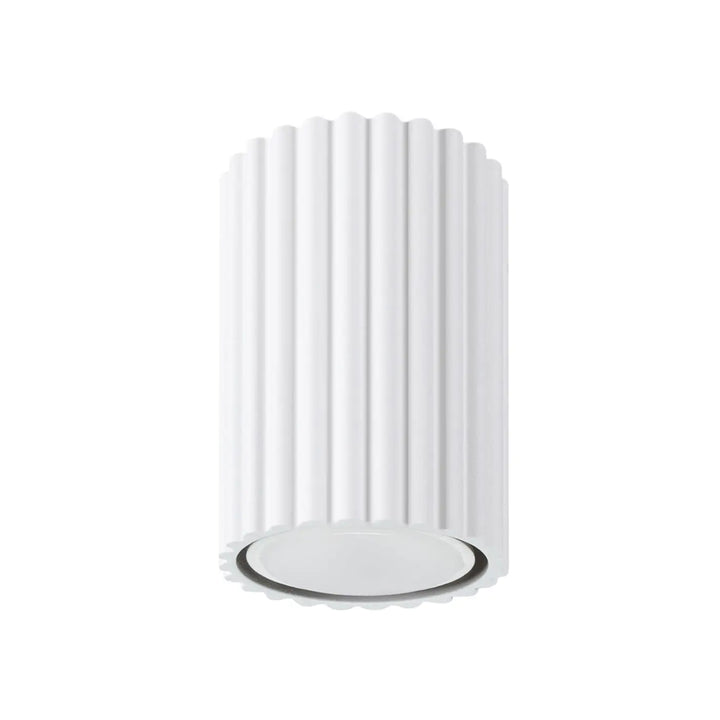 Plafonnier Karbon blanc en forme cylindrique avec ampoules gu10 interchangeables et design minimaliste
