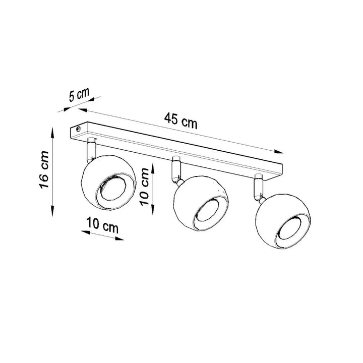 Plafonnier moderne oculare 3 blanc avec trois têtes sphériques ajustables pour éclairez précisément et design original