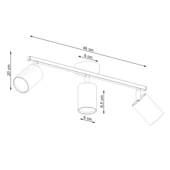 Luminaire plafonnier lemmi 3 blanc avec module led et trois têtes cylindriques réglables pour lumière conviviale