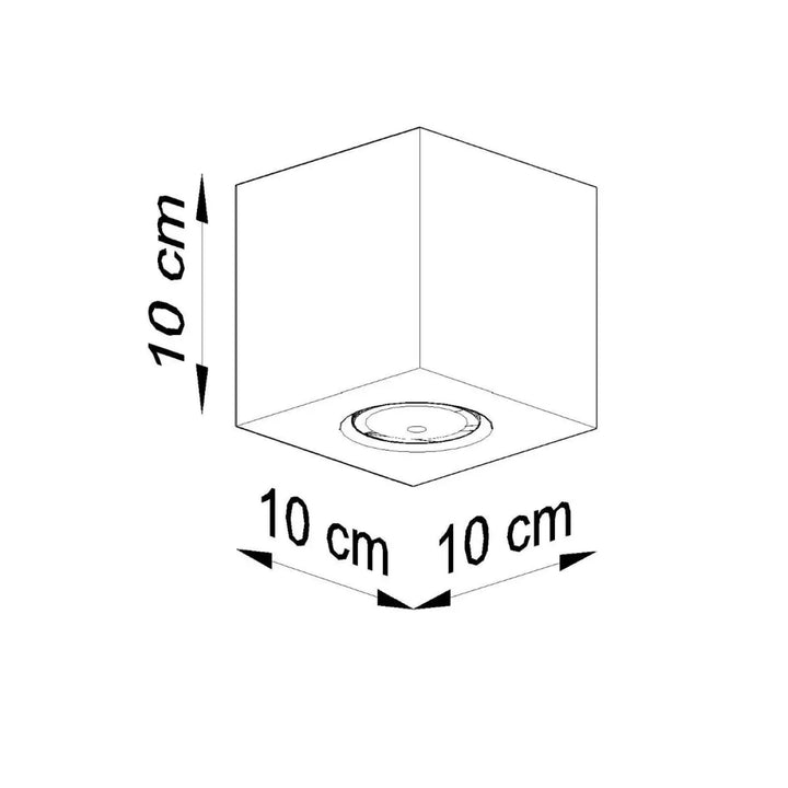 Luminaire plafonnier quad 1 en bois naturel avec design encastré carré de 10 cm pour ambiance chaleureuse