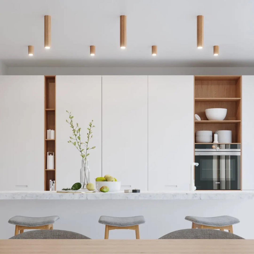 Luminaire plafonnier zeke 30 en chêne avec lampe zeke et bois s’intégrera parfaitement dans un style loft minimaliste
