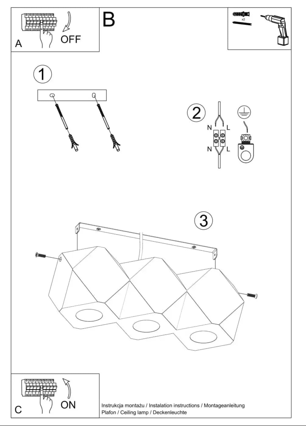 Schéma d'installation du luminaire