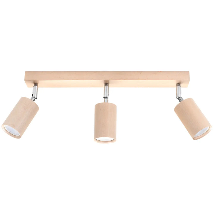 Luminaire plafonnier berg 3 en bois naturel avec abat-jours mobiles beige et ampoules interchangeables chrome